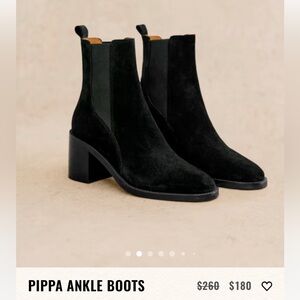 Sezane Pippa Ankle Boots, Black Suede, Size 39 (8-8.5), GUC, Box not included